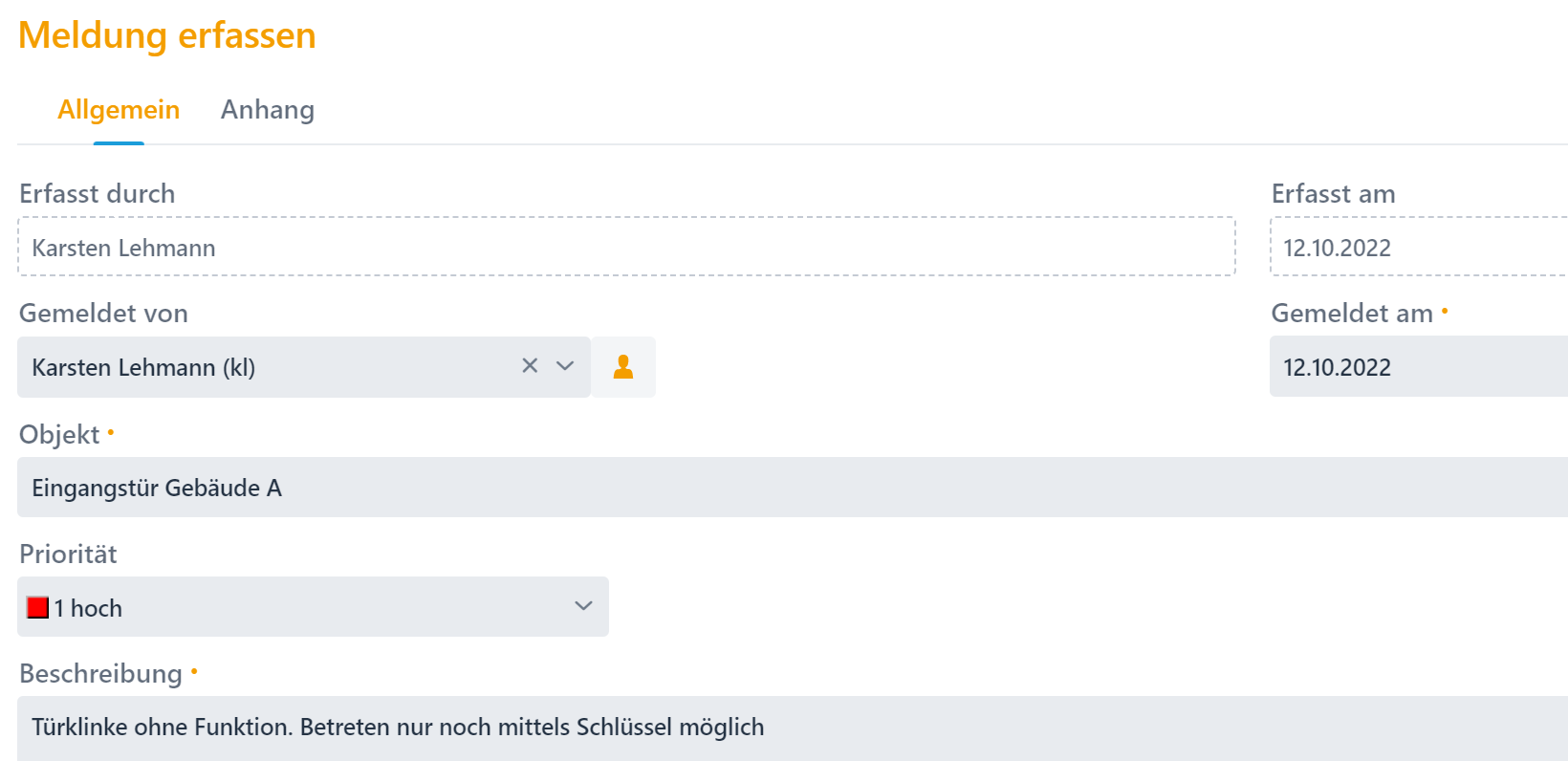 WE - SM - Meldung erfassen